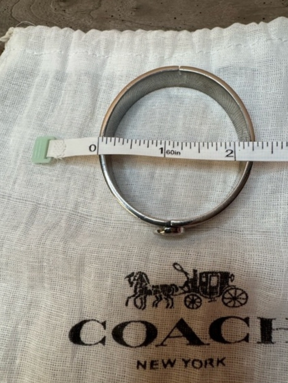 Coach Silver Signature Paved C Cuff Bracelet - Picture 8 of 9